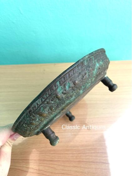 ถาด น้ำชา ทองเหลือง เก่าโบราณสะสม รูปที่ 6