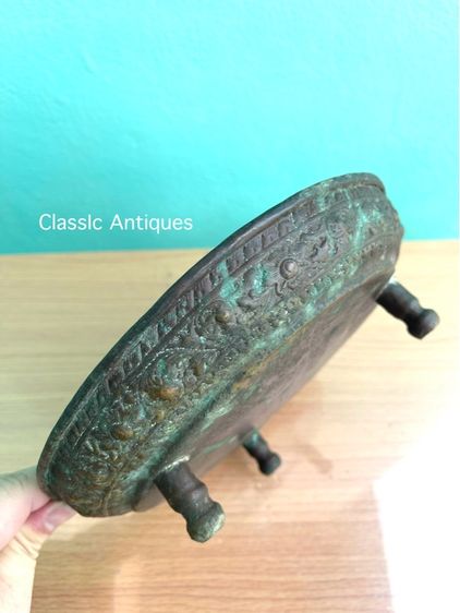 ถาด น้ำชา ทองเหลือง เก่าโบราณสะสม รูปที่ 2