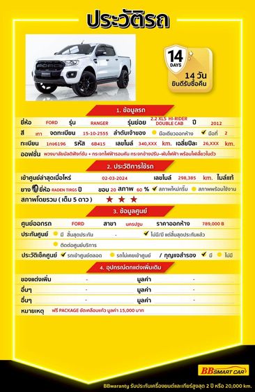 Ford Ranger 2012 2.2 Hi-Rider XLS Pickup ดีเซล ไม่ติดแก๊ส เกียร์ธรรมดา เทา รูปที่ 2