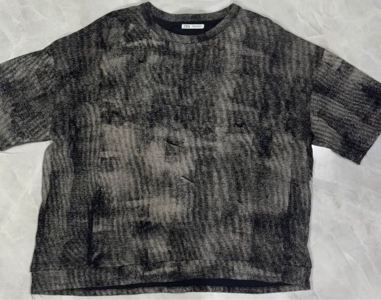 ดำ เสื้อทีเชิ้ต M แขนสั้น เสื้อแบรนด์ Zara