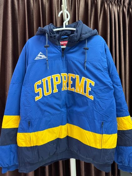ฟ้า แขนยาว เสื้อแจ็คเก็ต | เสื้อคลุม Supreme puffer hockey pullover และ shoulder bag ss17 magenta