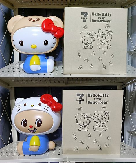 โมเดล 💟 กระบอกน้ํา ออมสิน คิตตี้ หมีเนย 7-ELEVEN ส่งฟรี