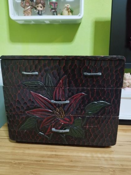 ลิ้นชักไม้ลายดอกไม้ งานญี่ปุ่นน่ารักมาก รูปที่ 2