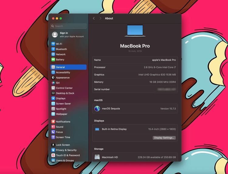 MacBook Pro 15-inch,2019 Four Thunderbolt 3 ports Intel Core i7 Ram16GB SSD256GB SpaceGray รูปที่ 13