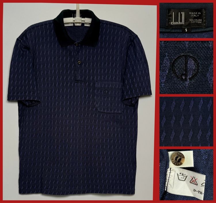 แขนสั้น ⚠️MADE IN ITALY‼️เสื้อโปโล dunhill ของแท้ รุ่นใหม่ ผ้าและลายสวยหายาก