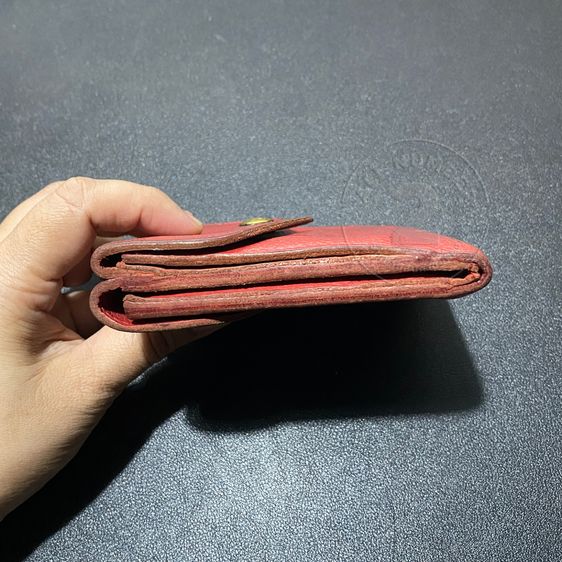 IL BISONTE Wallet กระเป๋าสตางค์หนังแท้คุณภาพสูงสีแดงเบอร์กันดี made in Italy  รูปที่ 5