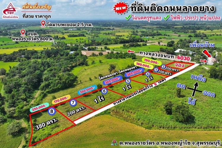 ที่ดินสุพรรณบุรี ติดถนนลาดยาง น้ำประปา ไฟฟ้าหน้าแปลง