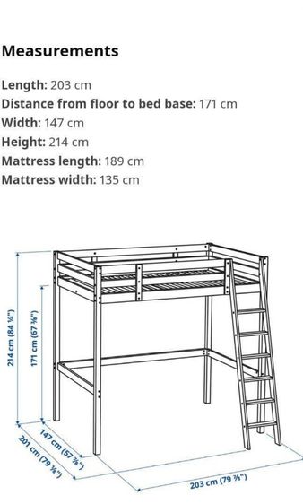 ขายโครงเตียง 2 ชั้น IKEA สีขาว รุ่น Stora loft bed frame 8,299 บาท รูปที่ 2
