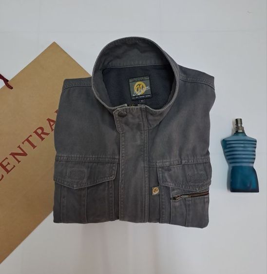 M แขนยาว เสื้อแจ็คเก็ต | เสื้อคลุม อื่นๆ เสื้อแจ๊คเกตสีเทาเข้ม ผ้า Cotton-Jeans