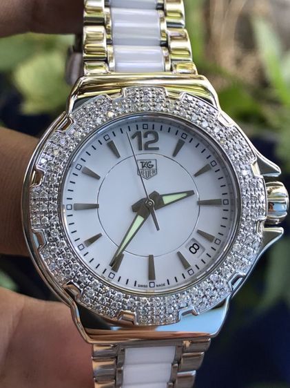 Tag Heuer F1 Quartz Cerramic Diamond Bezel  White Dail WAH1215(BOY SIZE)🇨🇭🇨🇭
  รูปที่ 4