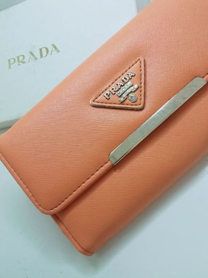 อื่นๆ อื่นๆ Prada กระเป๋าสตางค์ผู้หญิงใบยาว สีส้ม