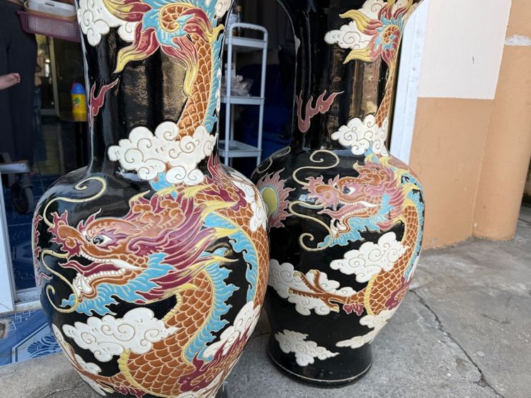 แจกันเก่าขนาดใหญ่ลายมังกรสูง 80 ซม.สภาพดี รูปที่ 5