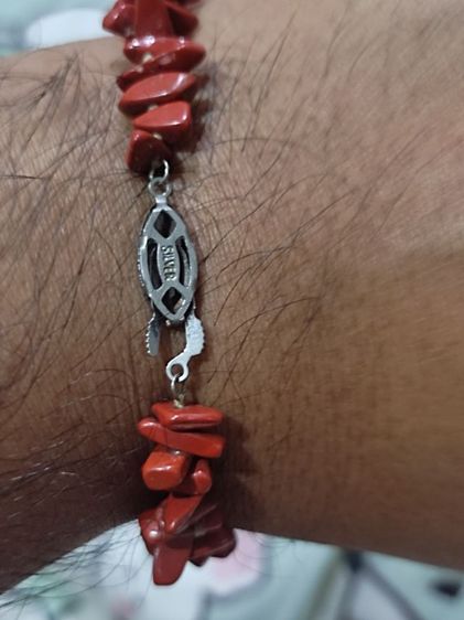 กำไรข้อมือประการังแดงข้อล็อกเงิน รูปที่ 3