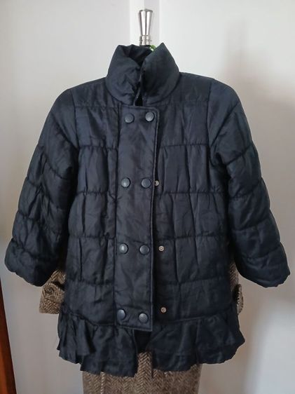 เสื้อกันหนาวสีดำ ญี่ปุ่น มือสอง Puffer Leather jacket