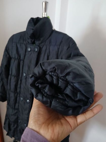 เสื้อกันหนาวสีดำ ญี่ปุ่น มือสอง Puffer Leather jacket รูปที่ 3
