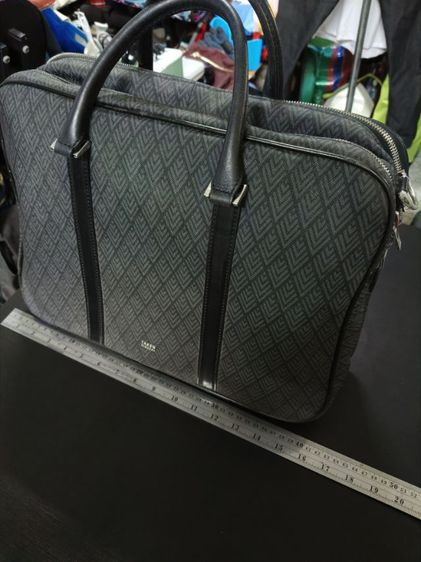 กระเป๋าทำงาน Takeo Kikuchi ลายโมโนแกรมสีเทาเข้ม