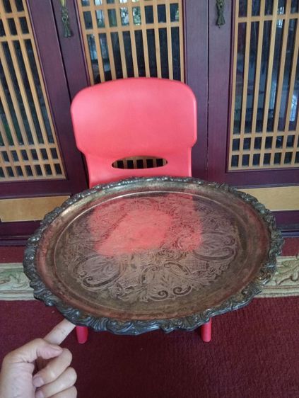 ฝรั่งเศส ถาดหลุยส์โลหะเก่าโบราณขนาดใหญ่สภาพเยี่ยม รูปที่ 10