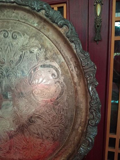 ฝรั่งเศส ถาดหลุยส์โลหะเก่าโบราณขนาดใหญ่สภาพเยี่ยม รูปที่ 15