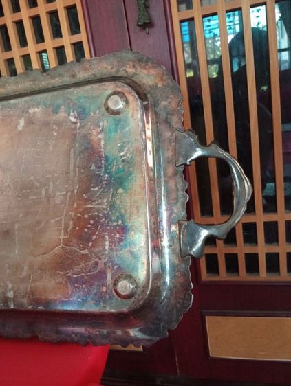 ฝรั่งเศส ถาดหลุยส์โลหะเก่าโบราณขนาดใหญ่สภาพเยี่ยม รูปที่ 17