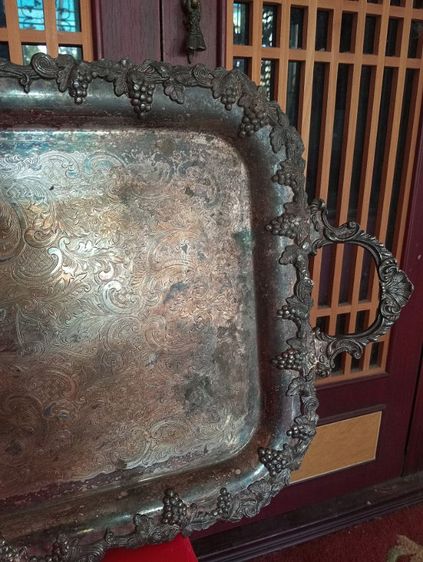 ฝรั่งเศส ถาดหลุยส์โลหะเก่าโบราณขนาดใหญ่สภาพเยี่ยม รูปที่ 13