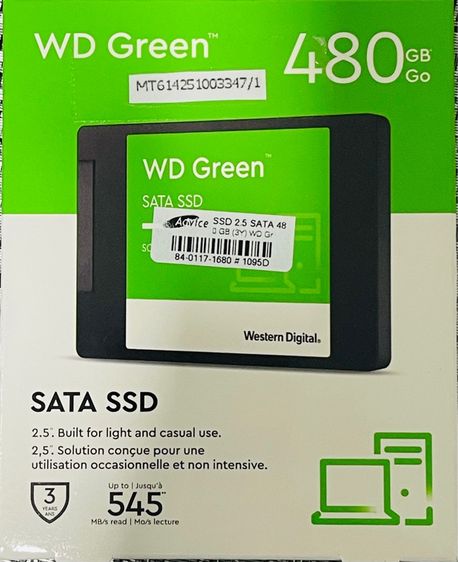 ที่เก็บข้อมูลและเมมโมรี่การ์ด 480 GB SSD SATA WD GREEN ของใหม่