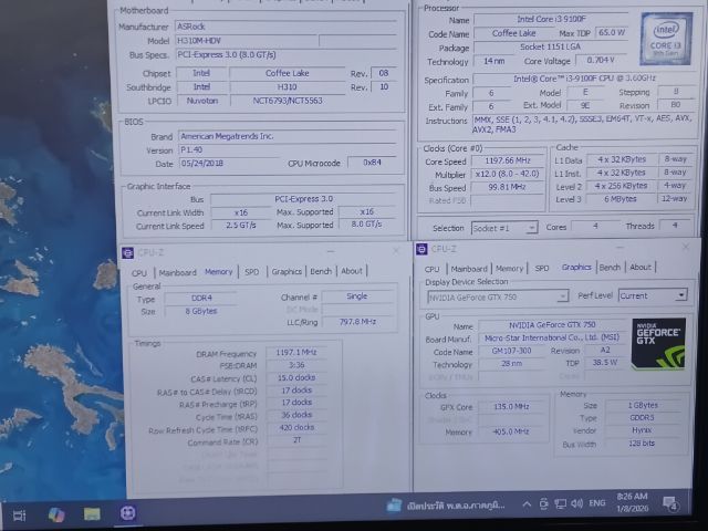 คอม i3 9100f ram8g ssd240g gtx750 Hdd1000g Psu600w รูปที่ 2