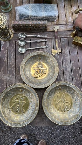 ชามทองเหลืองแท้งานมงคลสะสมแต่งบ้านของขวัญ