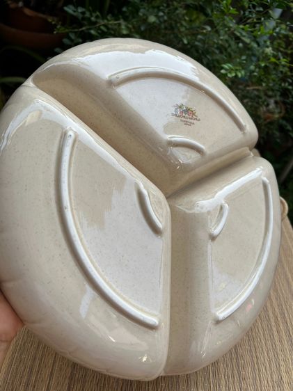 ถาดเซรามิกเสริฟอาหาร 3 ช่อง พร้อมตะกร้าหวาย งานญี่ปุ่น รูปที่ 4