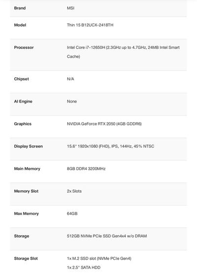 MSI Thin 15 B12UCX-2418TH รูปที่ 10