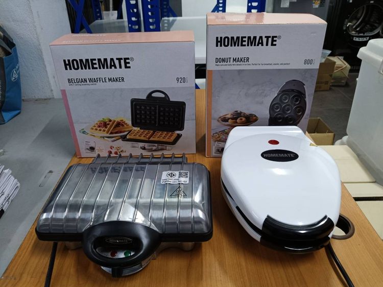 HOMEMATE เครื่องอบวาฟเฟิล+โดนัท และ ELECTROLUX เครื่องผสมอาหารพร้อมชามสแตนเลส