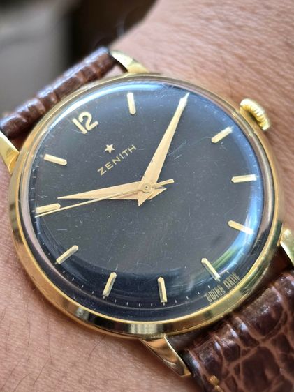 Vintage ZENITH Black Dial 18k Solid Gold หน้าปัดดำ หลักขีดทอง  ตัวเรือนทองคำ 18k​  รูปที่ 12