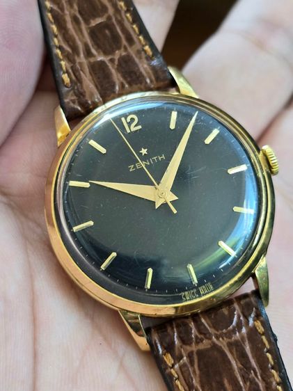Vintage ZENITH Black Dial 18k Solid Gold หน้าปัดดำ หลักขีดทอง  ตัวเรือนทองคำ 18k​ 