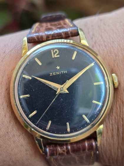 Vintage ZENITH Black Dial 18k Solid Gold หน้าปัดดำ หลักขีดทอง  ตัวเรือนทองคำ 18k​  รูปที่ 10