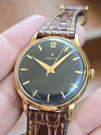 Vintage ZENITH Black Dial 18k Solid Gold หน้าปัดดำ หลักขีดทอง  ตัวเรือนทองคำ 18k​  รูปที่ 3
