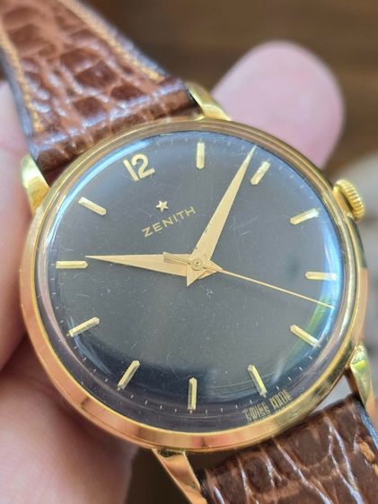 Vintage ZENITH Black Dial 18k Solid Gold หน้าปัดดำ หลักขีดทอง  ตัวเรือนทองคำ 18k​  รูปที่ 2