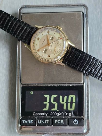 Vintage Movado Triple-Date  Calendar 14k Yollow Gold ปี1940s หน้าเฟดเดิมๆ 2หน้าต่าง 2เข็มครึ่ง มีวันที่ ตัวเรือนทองคำแท้14k  รูปที่ 12