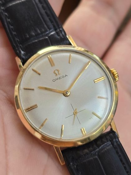 Vintage OMEGA Silver Dial 14k Solid Gold  หน้าปัดขาวSilver หลักขีด 2เข็มครึ่ง ตัวเรือนทองคำ14k  