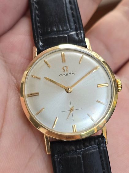 Vintage OMEGA Silver Dial 14k Solid Gold  หน้าปัดขาวSilver หลักขีด 2เข็มครึ่ง ตัวเรือนทองคำ14k   รูปที่ 6