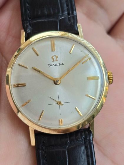 Vintage OMEGA Silver Dial 14k Solid Gold  หน้าปัดขาวSilver หลักขีด 2เข็มครึ่ง ตัวเรือนทองคำ14k   รูปที่ 2