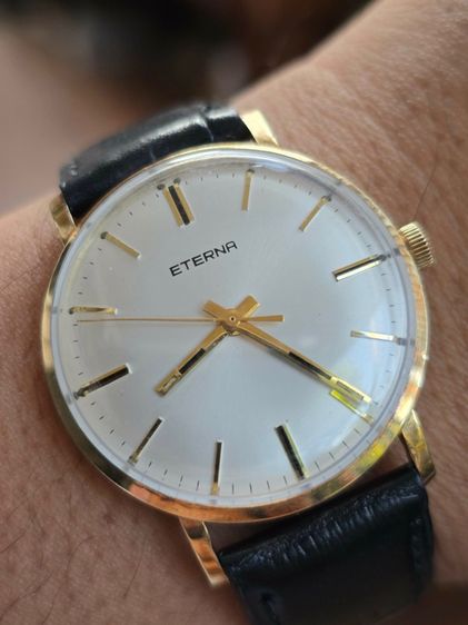 Vintage ETERNA Silver Dial Solid Gold หน้าปัดสวย หลักขีดสอดนิน  ตัวเรือนทองคำแท้ 14k  รูปที่ 8