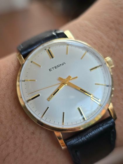 Vintage ETERNA Silver Dial Solid Gold หน้าปัดสวย หลักขีดสอดนิน  ตัวเรือนทองคำแท้ 14k  รูปที่ 5