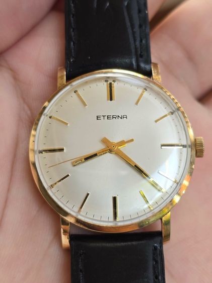 Vintage ETERNA Silver Dial Solid Gold หน้าปัดสวย หลักขีดสอดนิน  ตัวเรือนทองคำแท้ 14k  รูปที่ 3