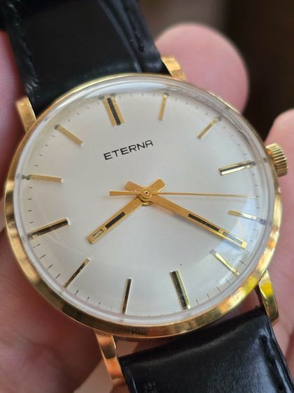 Vintage ETERNA Silver Dial Solid Gold หน้าปัดสวย หลักขีดสอดนิน  ตัวเรือนทองคำแท้ 14k  รูปที่ 4