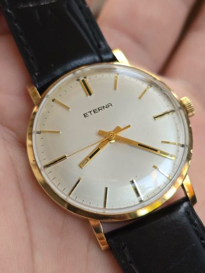 Vintage ETERNA Silver Dial Solid Gold หน้าปัดสวย หลักขีดสอดนิน  ตัวเรือนทองคำแท้ 14k  รูปที่ 2