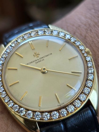 นาฬิกา VACHERON CONSTANTIN GENEVE Diamond Vintage Men's Watch 18k Yellow Gold ขอบเพชรแท้เรียงเล็ก-ใหญ่ขาวสวยเล่นไฟ  รูปที่ 8