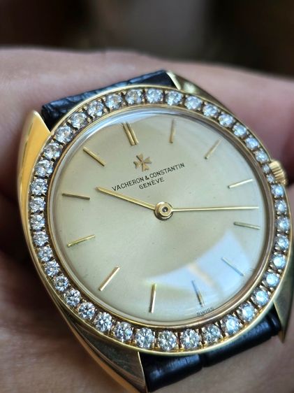 นาฬิกา VACHERON CONSTANTIN GENEVE Diamond Vintage Men's Watch 18k Yellow Gold ขอบเพชรแท้เรียงเล็ก-ใหญ่ขาวสวยเล่นไฟ  รูปที่ 4