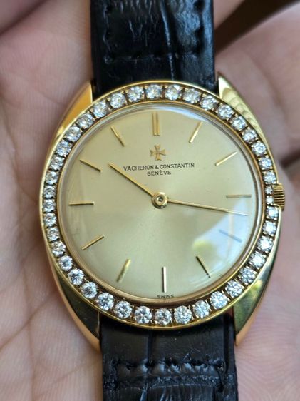นาฬิกา VACHERON CONSTANTIN GENEVE Diamond Vintage Men's Watch 18k Yellow Gold ขอบเพชรแท้เรียงเล็ก-ใหญ่ขาวสวยเล่นไฟ  รูปที่ 6