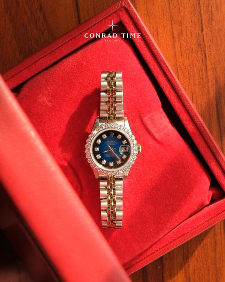 Rolex Datejust 69173 Blue Vignette Diamond Dial Two-Tone Jubilee 1995 26mm.  รูปที่ 5