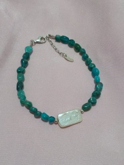 ข้อมือเงินแท้ หินอะพาไทต์ คั่นมุกแท้ งานนอกสวย รูปที่ 4