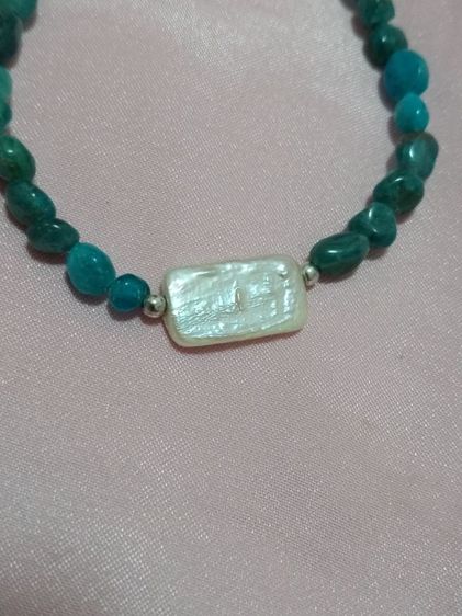 ข้อมือเงินแท้ หินอะพาไทต์ คั่นมุกแท้ งานนอกสวย รูปที่ 2